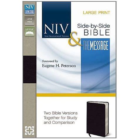NIV The Message Side-by-Side Bible Bonded Leather Black Lay Flat Two Bible Versions Together for Study and Comparison Reader