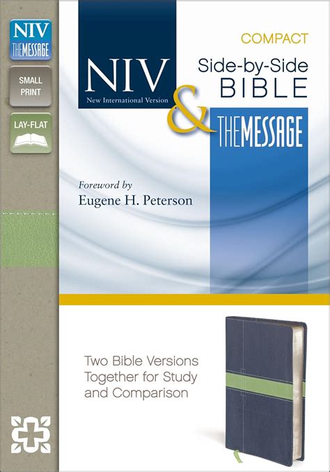 NIV The Message Side-by-Side Bible Compact Imitation Leather Blue Green Two Bible Versions Together for Study and Comparison Reader