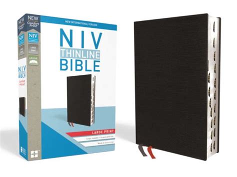 NIV Thinline Bible Giant Print Bonded Leather Black Indexed Red Letter Edition Comfort Print Doc
