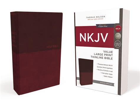 NKJV Value Thinline Bible Large Print Leathersoft Burgundy Red Letter Edition Comfort Print Reader