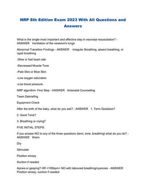 NRP ONLINE EXAM ANSWER KEY Ebook Kindle Editon