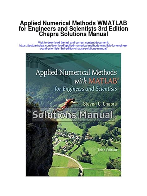NUMERICAL METHODS CHAPRA 3RD EDITION SOLUTION MANUAL Ebook Kindle Editon