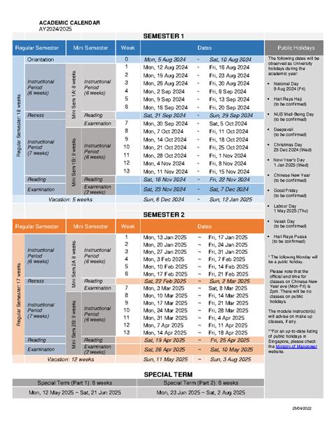 NUS Academic Calendar 2024/25: A Comprehensive Guide