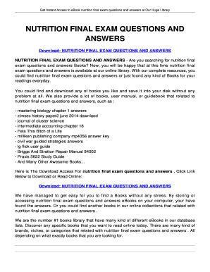 NUTRITION FINAL EXAM QUESTIONS AND ANSWERS Ebook Doc