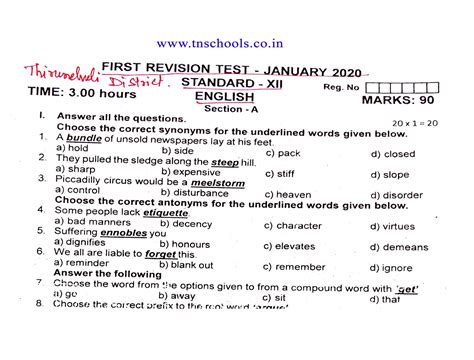 Nail Your Upcoming Exams: Download FREE 12th Grade 1st Revision Question Papers (2020)