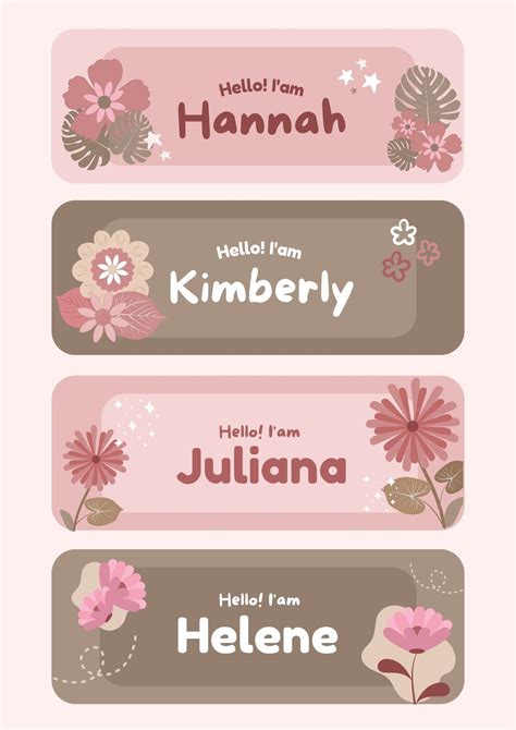 Name Tag Template Aesthetic