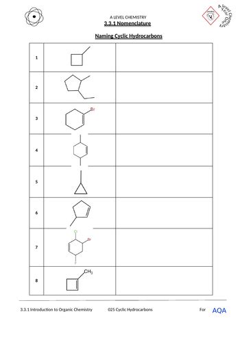 Naming Cycloalkanes Worksheet With Answers Doc