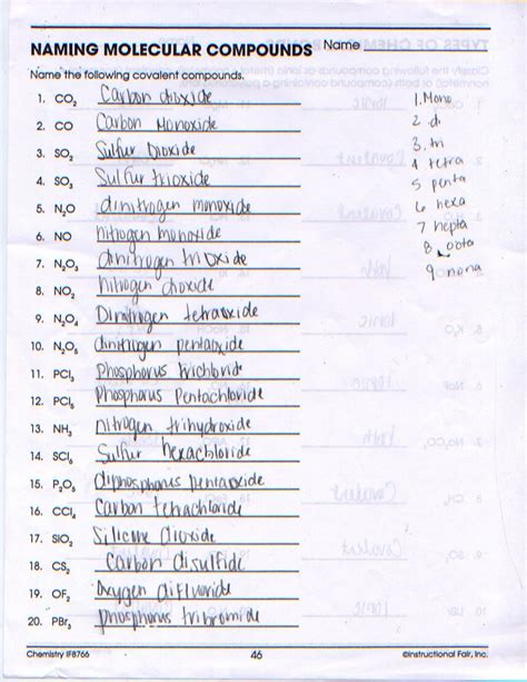 Naming Molecular Compounds Worksheet Answers Chemistry If8766 Epub