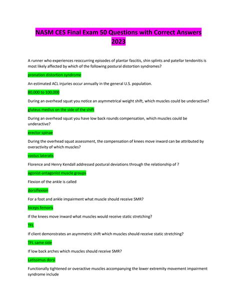 Nasm Exam Answers Doc