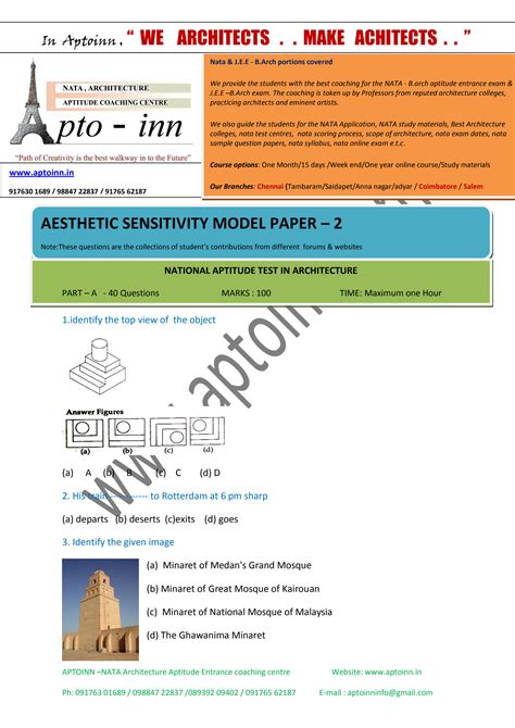 Nata Aesthetic Sensitivity Sample Papers With Answers Doc