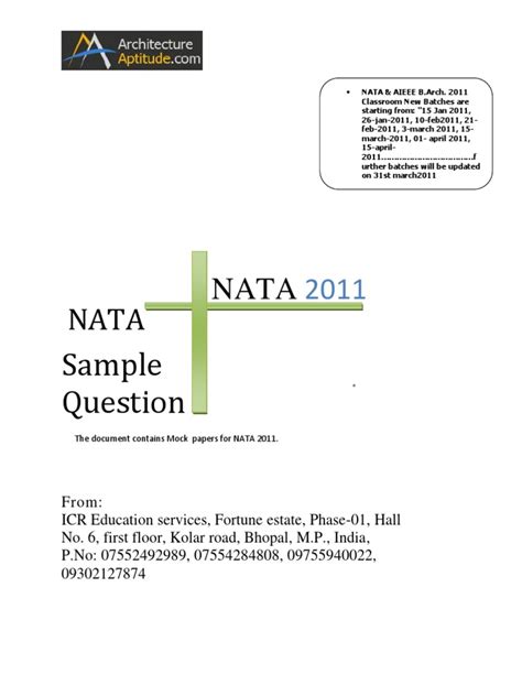 Nata Sample Papers 2011 With Answers Kindle Editon
