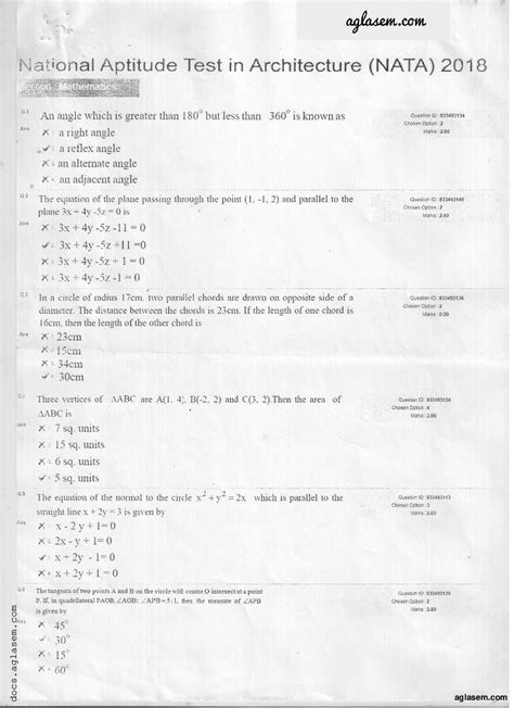 Nata Sample Question Paper With Answers Doc