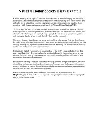 National Honor Society Essay Examples: A Comprehensive Guide