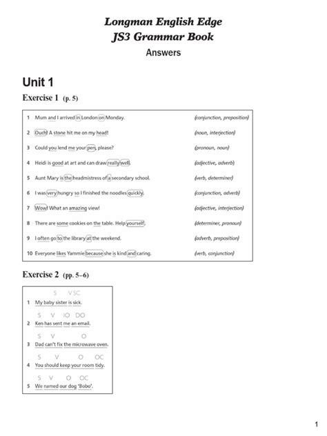 National Treasures Grammar Workbook Answer Keys PDF