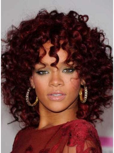 Natural Lace Front Curly Shoulder Length Rihanna Wigs