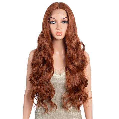 Natural Long Wavy Lace Front Copper Wigs 16 Inch