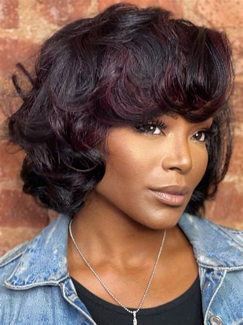 Natural Looking Short Wigs For African American Remy Human Hair Bobs Ombre/2 Tone Wigs