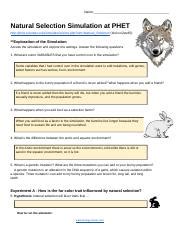 Natural Selection Simulation Answer Key Doc