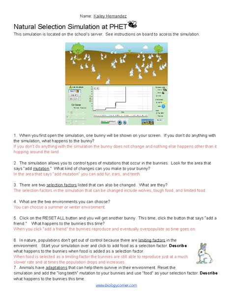 Natural Selection Simulation Answers Phet PDF