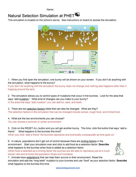 Natural Selection Simulation At Phet Answer Key PDF