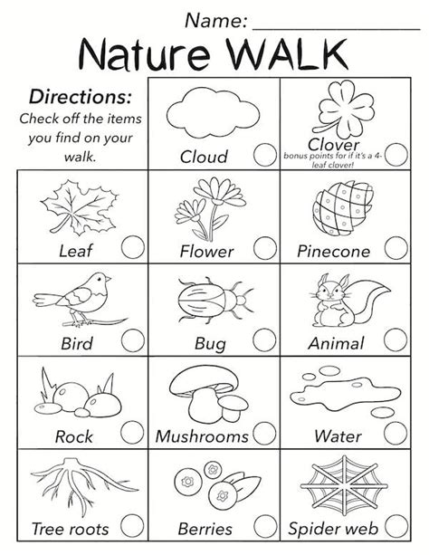 Nature Walk Scavenger Hunt Free Printable