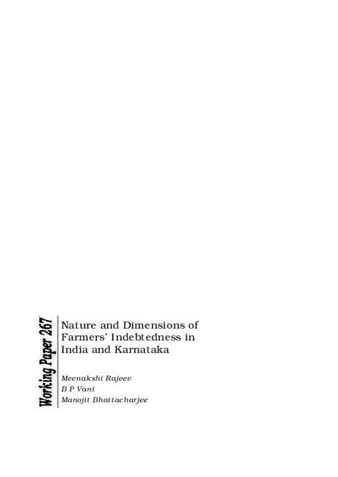 Nature and Dimensions of Farmers Indebtedness in India and Karnataka Reader