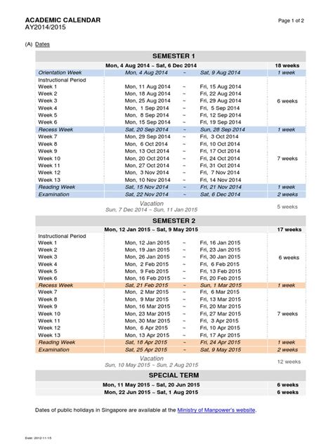 Navigate Your Academic Journey with the Comprehensive NUS Academic Calendar