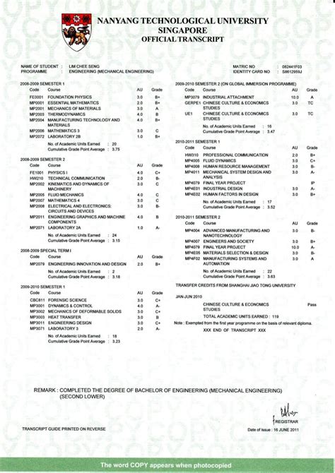 Navigating the Complexities of NTU Academic Transcripts