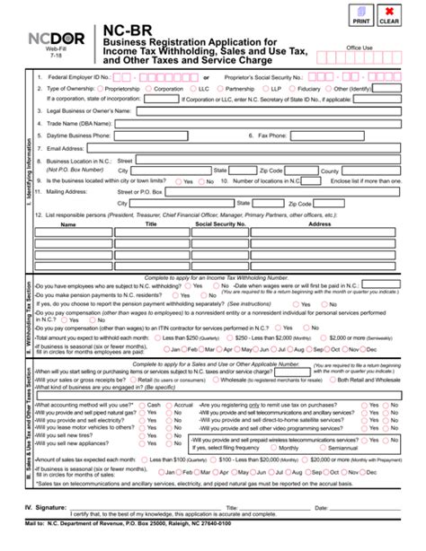 Nc Br Aplly For Sales And Use Number Printables Forms