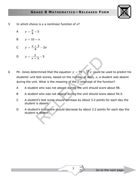 Nc Practice Eog 8th Math 2014 Answer Doc