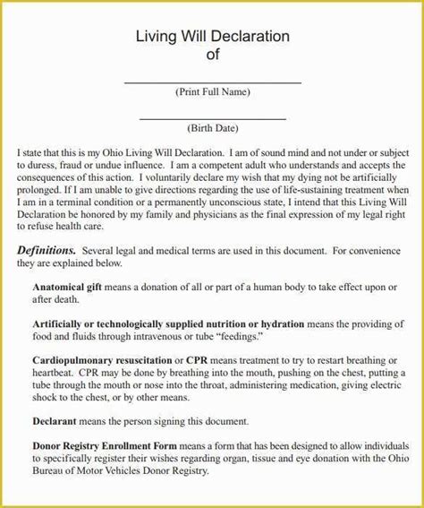 Nc Will Template Free