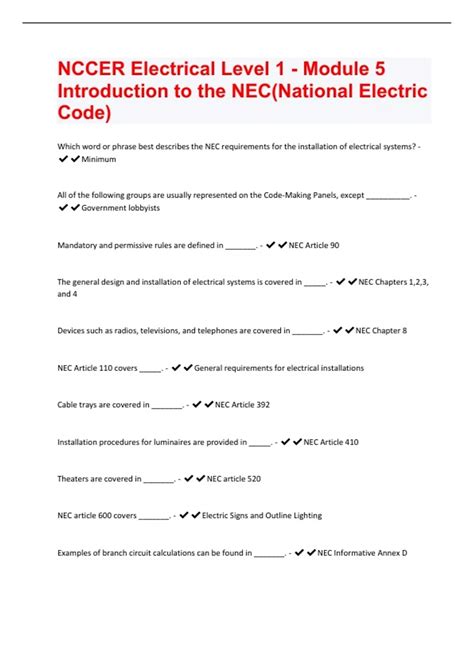 Nccer Electrical Level One Answer Key PDF