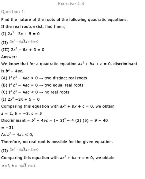 Ncert Maths Class 10 Solutions Quadratic Equations Reader