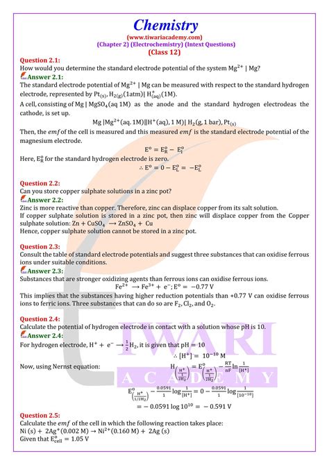 Ncert Question With Solution In Chemistry 12 Reader