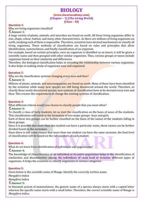 Ncert Solution For Class 11 Biology Reader