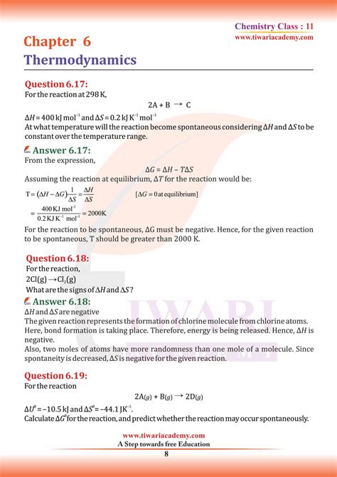 Ncert Solutions For Class 11 Chemistry Chapter 6 PDF