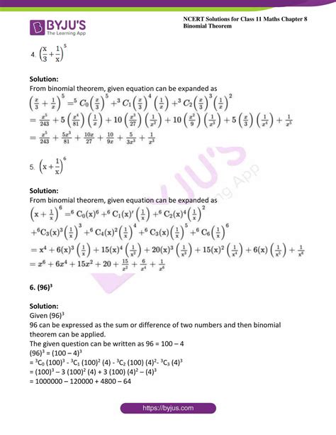 Ncert Solutions For Class 11 Maths Binomial Doc