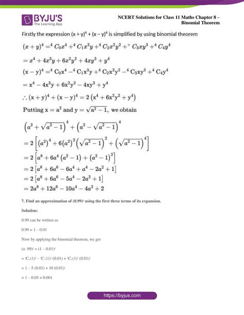 Ncert Solutions For Class 11 Maths Binomial Doc