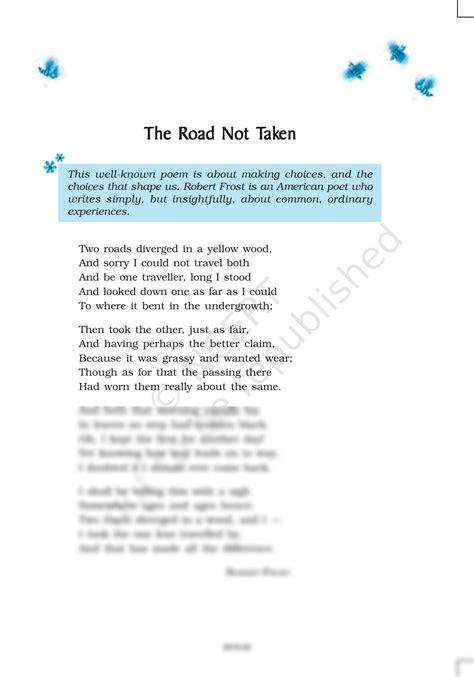 Ncert The Road Not Taken Answers Doc