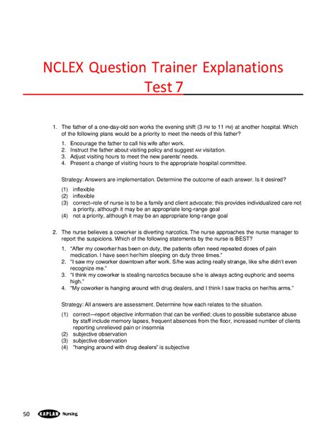 Nclex Question Trainer Explanations Test 7 Ebook PDF