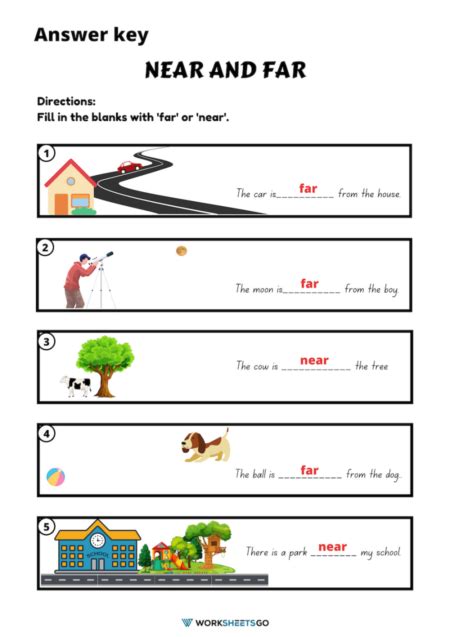 Near and Far Worksheet: Enhance Vocabulary and Sentence Structure