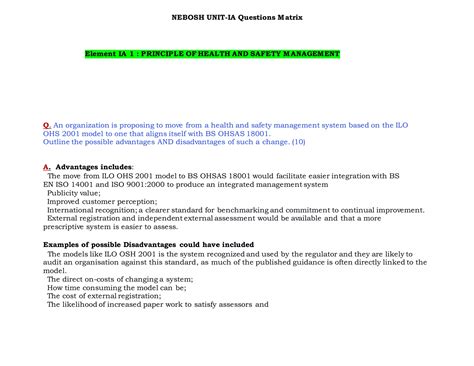 Nebosh International Diploma Questions Answers Doc