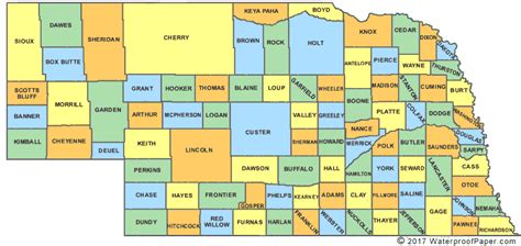 Nebraska County Map Printable