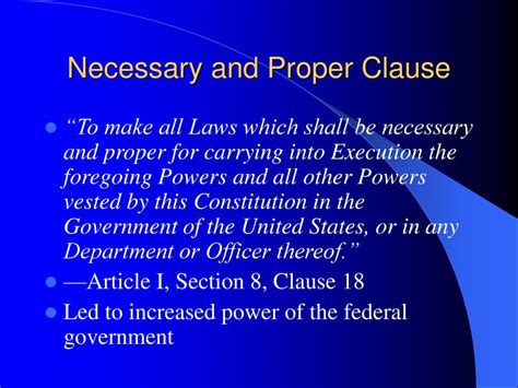 Necessary and Proper Clause: Expanding Federal Power