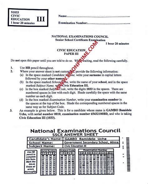 Neco Question And Answer 2013 Doc