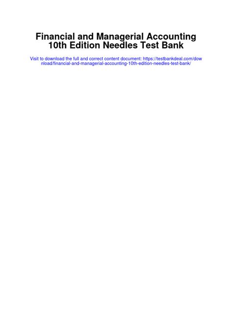 Needles Financial And Managerial Accounting Answer Key Reader