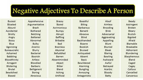 Negative Adjectives to Describe People: Discover the Power of Descriptive Language