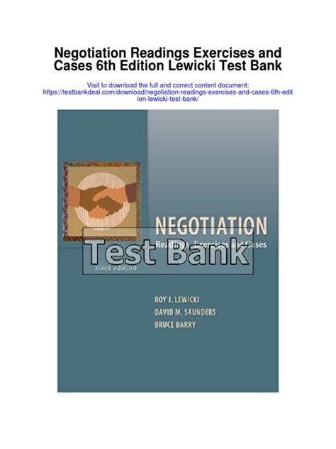 Negotiation Readings Exercises And Cases 6th Edition Pdf PDF