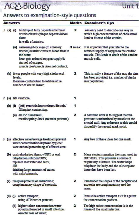 Nelson Thornes Exam Style Question Answers Biology Unit 4 PDF