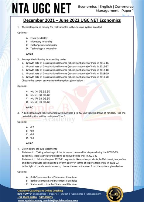 Net Exam Question Paper With Answers For Economics Reader